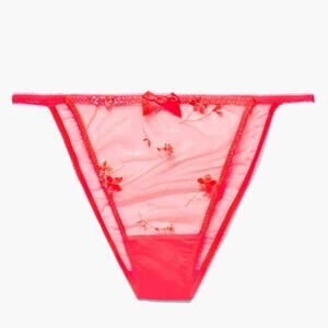 NWT Savage X Fenty Foiled Sprigs String Bikini Panty Pink Floral 3X